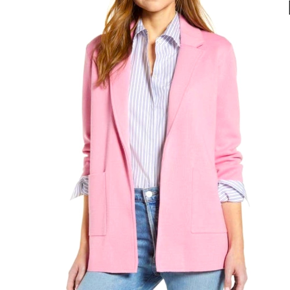 J Crew Pink Sophie Open-front Lightweight Sweater Blazer size Xs
